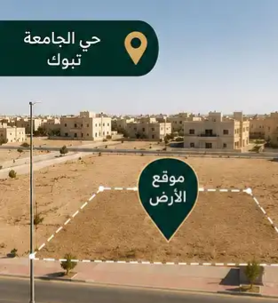 للبيع ارض سكنية حي الجامعة تبوك شارع 20 م شمالي